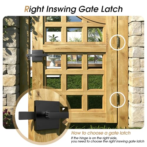 Double Sided Gate Latch, Heavy Duty Gate Latch for Wooden Fence - size: GL01 - Right Inswing Gate