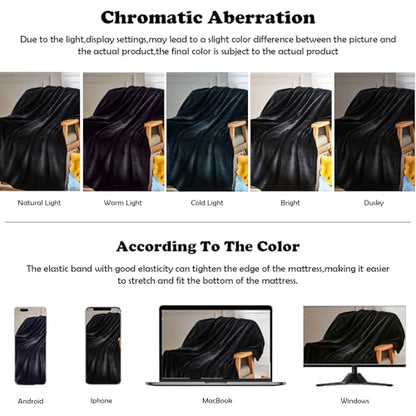 NEWCOSPLAY Fleece Leaves Pattern Throw Blanket, Black, 50"x60" - color: Black, size: Throw(50"x60")