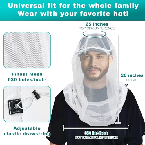 South to East Mosquito Head Net for Insects 2 Pack, Fly & Bug Protection - color: White