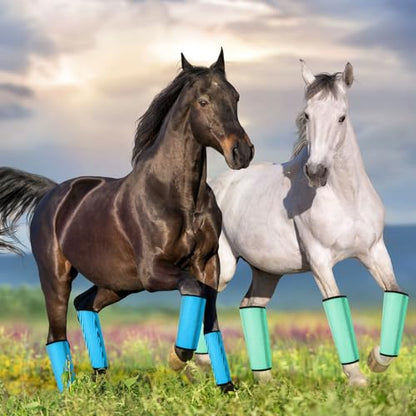 Jexine 8 Pcs Mesh Fly Boots for Horse - color: Green, Sky Blue