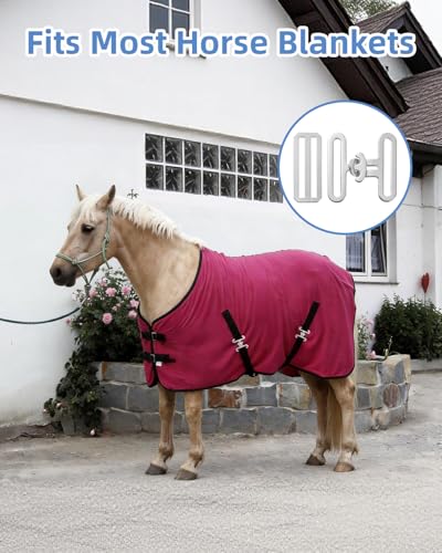 4 Sets Horse Blanket Surcingle Buckle Replacement Kits, Heavy-Duty Hardware Buckles with Straps for Repair and Restoration of Horse Blankets