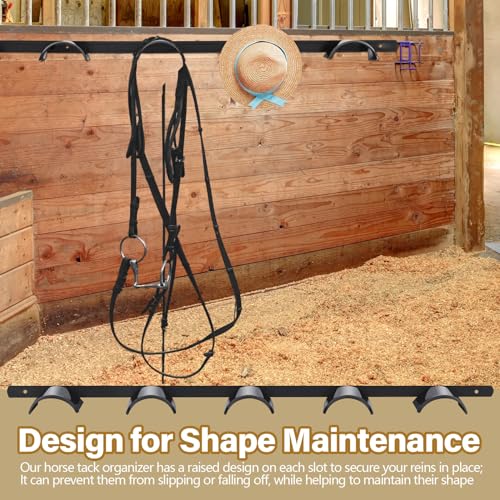 Aliceset 2 Pcs Horse Bridle Rack Wall Mount Metal 5 Spot Bridle Rack Horse Tack Organizer Rounded Tack Hook Space Saving Storage for Barn Room Halter Headstall Supplies Black