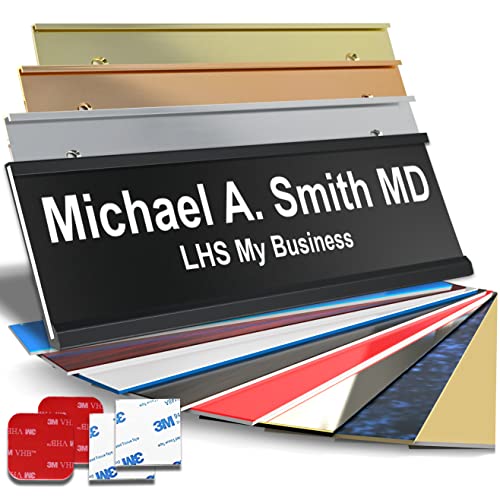Custom Office Door Name Plate, Wall Sign Black with White Letters, 2x6 | Mounting Included 10+ Options, Desk, Wall, Cubicle & Door Nameplate Holders, 3M Adhesive, Hanging, Personalized & Made in USA - color: B2 - Black & White Lettering, size: 2x6 Sign &