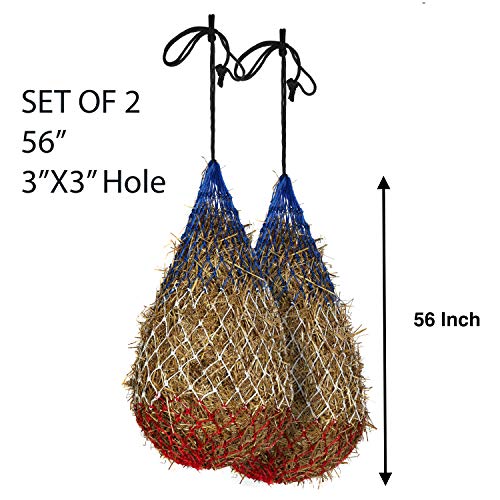 Majestic Ally Hay Net, Set of 2, Length - 54”, Holes 3"x3" for Horses - color: Patriotic