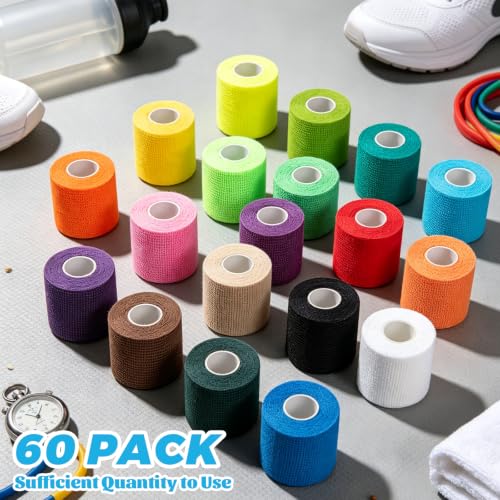 60 Pack Self Adhesive Bandage Wrap 2 Inch X 5 Yard – Multicolored