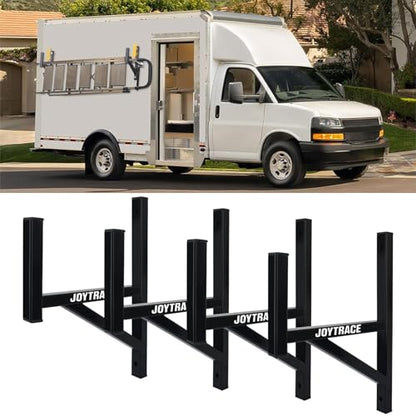 4 Rack Heavy Duty Side Mount Trailer Ladder Rack with Rubber Pads Bungee Cords 353 LBS Capacity Adjustable Steel Ladder Rack for Enclosed and Open Trailers - size: 4