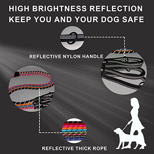 ZALER Rope Dog Leash, 4/5/6/10/15/20/30/50 Foot Reflective Dog Leashes with Carabiner, Heavy Duty Pet Lead for Large and Medium Dogs (4FT, Black) - color: Black, size: 4FT*1/2"