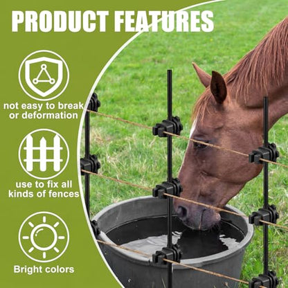 Frienda 100 Pcs Electric Fence Wire Insulators, Screw Round Post, Black - color: Black