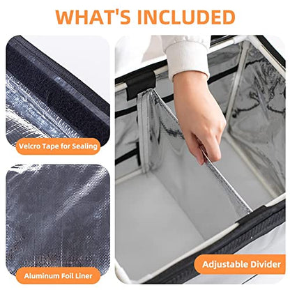 TooCust Large Insulated Food Delivery Bag with Fixed Base and Internal Frame, XL-18.1"x13.8"x13.8", Commercial Pizza Delivery Bag w/Divider, Waterproof & Foldable Catering Bag Food Deliveries, Black - color: Black, size: XL-18.1"x13.8"x13.8"