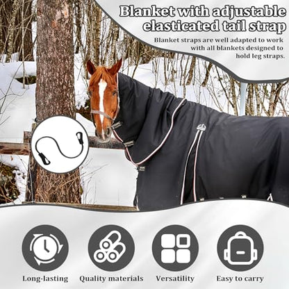 5 Pack Horse Blanket Straps Adjustable Elastic Tail Strap, Stretch Horse Rug Tail Strap with Double Ended Clips