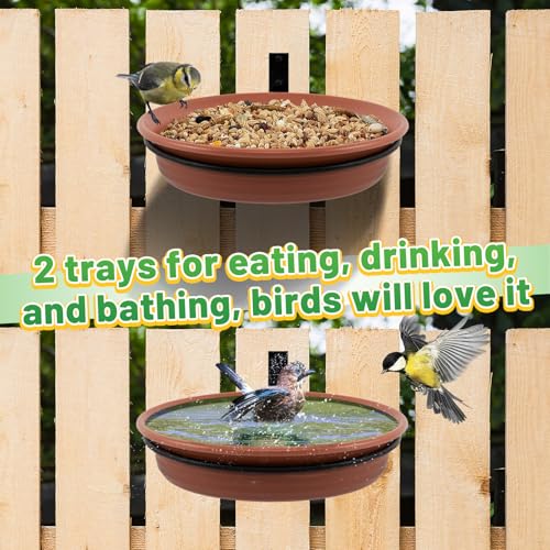 Alphatool Fence Bird Feeders Tray, 8.3'' Dia., Brown, 2 Pcs - color: Brown, size: 2pcs