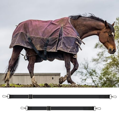 6 Packs Horse Blanket Leg Straps | Replacement Elastic Straps, Double Swivel Snaps, Adjustable Length 24 to 42 Inches