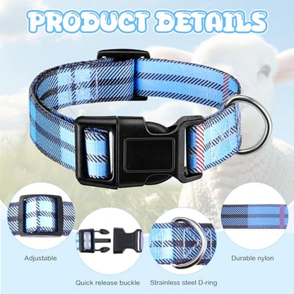 Goat Collar with Copper Bell Set for Sheep Lambs Pygmy Goat,Blue Stripes