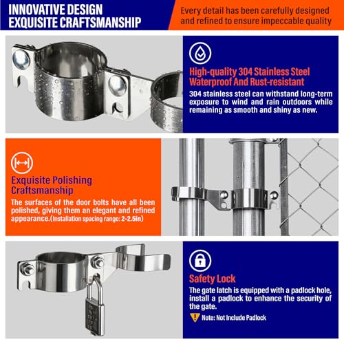 Heavy Duty Stainless Steel 2-3/8" x 1-7/8" Chain Link Fence Gate Fork Latch with Hole for Padlock（Fit 2 3/8" Gate Frame） 1Pack - size: 2-3/8''x1-7/8''-1P