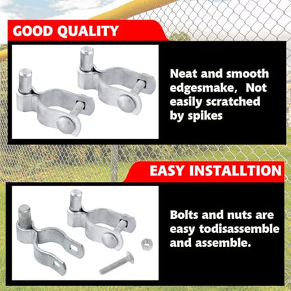 1-5/8" Chain Link Fence Frame Gate Post Male Hinge, Pack of 4, Galvanized Steel Gate Hinge for Fence Posts, Bolts & Nuts Included - size: 1-5/8" Male