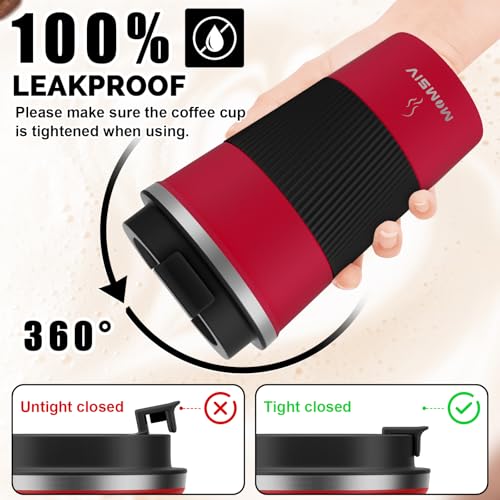 MOMSIV 17oz Travel Coffee Mug, Insulated Coffee Cup with Leakproof Lid - color: B-Dark Red-17oz