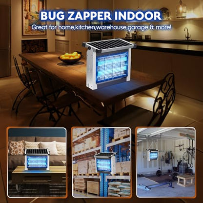 PhatroyYee Solar Bug Zapper, 4500V Mosquito Zapper Killer Trap Rechargeable - color: White