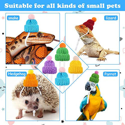 MTLEE 20 Pcs Pet Snake Knitted Hat with Adjustable Elastic Chin Strap