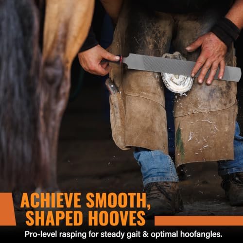 18Inch Professional Farrier Hoof Rasp - Heavy Duty Carbon Steel Hoof Trimmer for Horses, Cattle, Goats, Donkeys, Ergonomic Handle with Sharp Teeth, Durable Animal Hoof and Wood File Tool