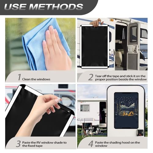 Camping Stars RV Camper Door Windows Shade Thickened Window Cover for Travel Trailer UV Sun Heat Protection Blackout Shades - color: Camping Stars