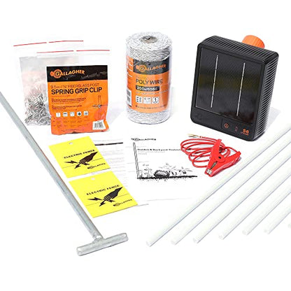 Gallagher Garden & Backyard Pet Protection Kit | Solar Electric Fence Kit for Deer, Rabbits, and Pets | 48in Posts with Polywire | Powers 200ft | Lithium Solar Energizer | Reliable Garden Protection
