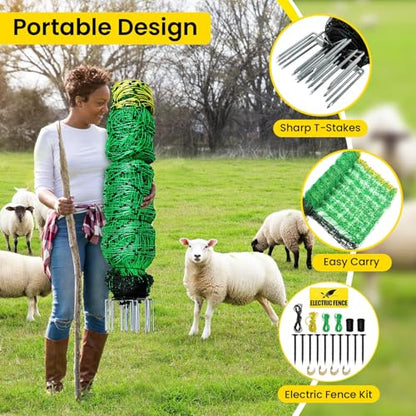 Rintea Electric Fence Netting, 42.6 in H x 164 ft L, Livestock Fence