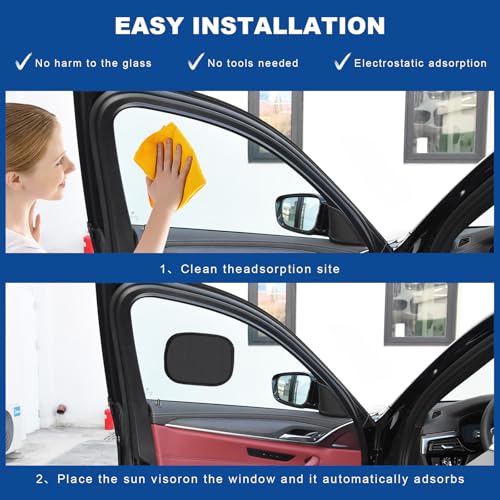 4 PCS Miniature Static Cling Car Window Shades, Removable Windshield Sun Block Side Window Sunshade, Reusable Auto Screen Sun Shade Blocker UV Ray Protection for Safe Driving - color: 4 PCS