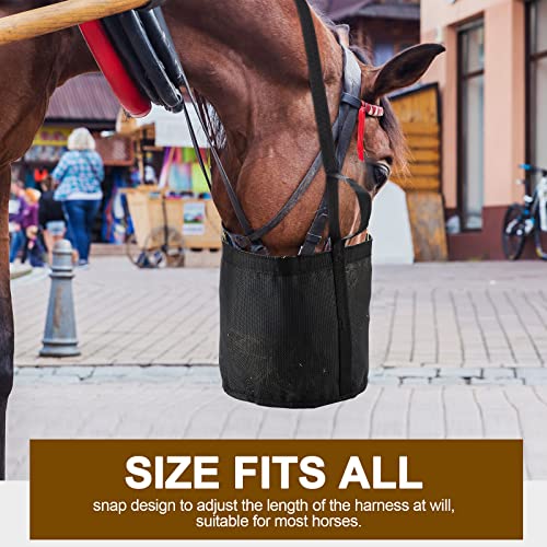 2 Pcs Horse Feed Bag, Heavy Duty Mesh Feeder with Adjustable Strap, Black - color: Black