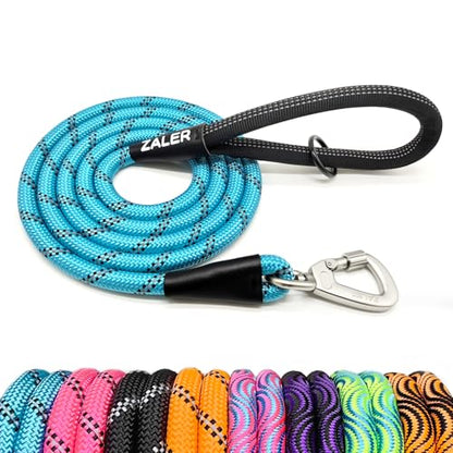 ZALER Rope Dog Leash, 4/5/6/10/15/20/30/50 Foot Reflective Dog Leashes with Carabiner, Heavy Duty Pet Lead for Large and Medium Dogs (5FT, Blue) - color: Blue, size: 5FT*1/2"