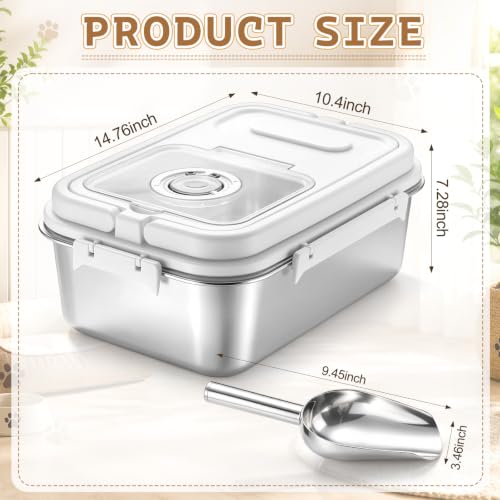 7-13 lb Stainless Steel Dog Food Storage Container - size: 7-13 lb, style: Square Box
