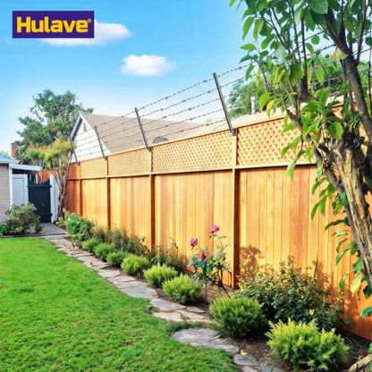 Hulave 8-Pack Angle 25° Fence Post Extender High 32" Fence Barbed Wire Extend Arm for Outdoor Fences to Increase Height for Privacy,Security Prevent Animals from Jumping and Breaking in (Matte Black) - size: 32in-25°Angles