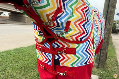 HILASON 1200D Winter Waterproof Poly Horse Hood Turnout Neck Blanket Belly Wrap Rainbow Zigzag | Blankets for Horses