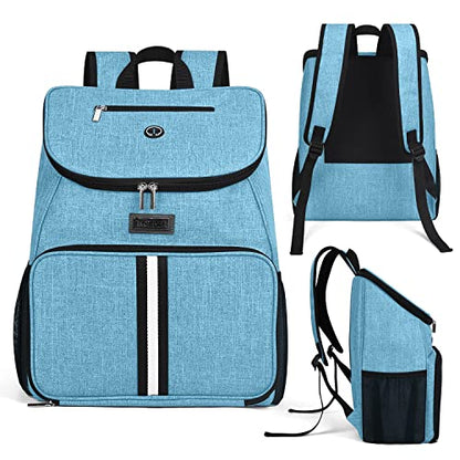 BAGLHER丨Dog Travel Bag, Airline Approved Pet Supplies Backpack, Dog Travel Backpack with 2 Silicone Collapsible Bowls and 2 Food Baskets - color: Sky Blue-A