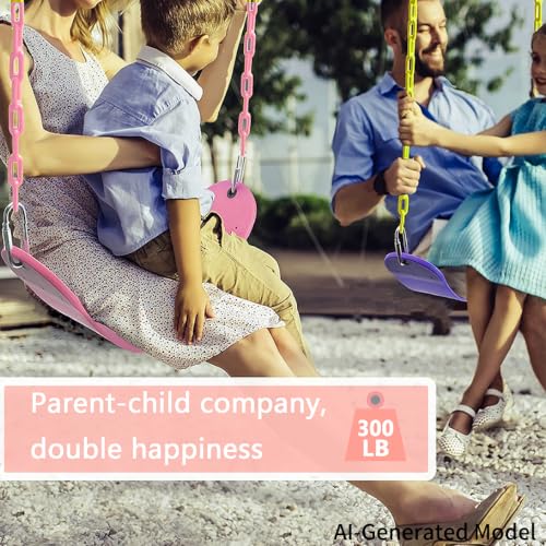 Swing Seat, 66" Heavy Duty Coated Iron Chain Sensory Swing, Therapy Swing Seat,Outdoor Playground Swing Set Accessories with Snap Hooks and Hanging Straps(Pink) - color: Pink
