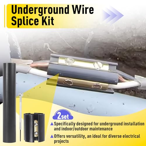 2 Sets Underground Wire Splice Kit for 14/3 to 8/3 Range Direct Burial Uf Wire Handle up to 600 Volts Maximum, Includes Splice Connectors and Heat, Shrink Tubing Electrical Cables - size: 2Pack