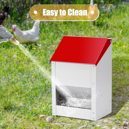 Automatic Chicken Feeder 10lb Hanging Feeder Trough with Scoop | Wall Mounted Poultry Feeder Trough, Galvanized Metal Gravity Chicken Feeder, for Chickens Ducks Goose Poultry