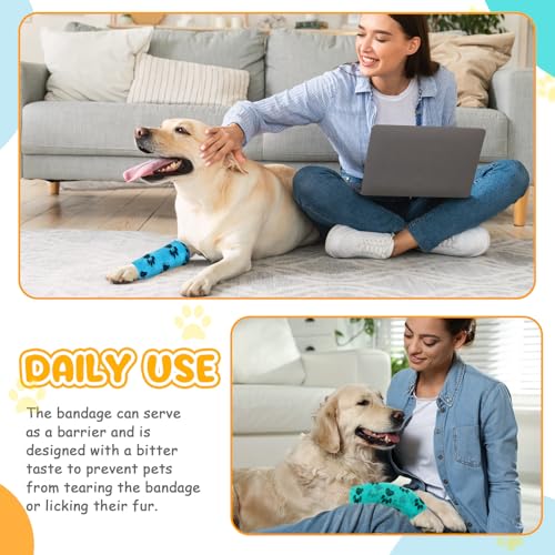 Geiserailie 3 Pack Vet Wrap for Dogs Bitter Bandage Wrap,Green Yellow Blue | No Chew Vet Wrap for Dogs Pets Animals Wounds to Prevent Chewing, Ankle Sprains and Swelling - color: Green Yellow Blue