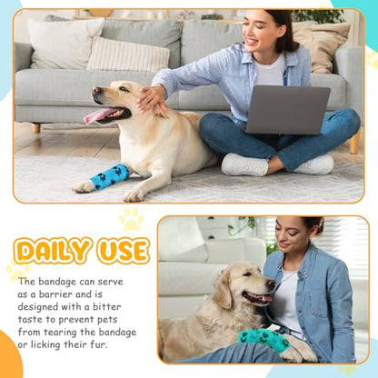 Geiserailie 3 Pack Vet Wrap for Dogs Bitter Bandage Wrap,Green Yellow Blue | No Chew Vet Wrap for Dogs Pets Animals Wounds to Prevent Chewing, Ankle Sprains and Swelling - color: Green Yellow Blue
