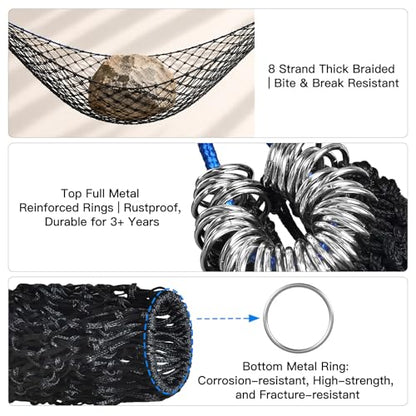 Premium Slow Feed Hay Net for Horses – Durable Black PE Square Hay Bales Bags,Drawstring Closure & Extends 50-64 Inches for Easy Loading,Fits 36x18x18 to 47x25x17 Inches
