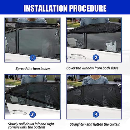 Pack-4 SUV Side Window Shades, Double Layer Design SUV Sunshade Screen Window Mesh, SUV Front and Rear Side Windows Sun Shades for SUVs (Black)