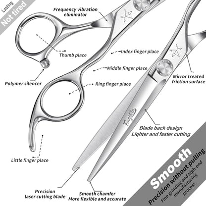 High-end Professional Extremely Very Sharp Barber Hair Cutting Scissors Hairdresser Shears For Hair 6 Inches Haircut Scissor Made Of Stainless Steel Alloy For Hairdressing Salon and Home Use - size: 6 Inch, style: Sword Shears