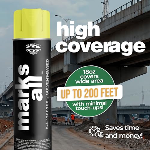 Fox Valley 17oz Marks All Solvent-Based Paint 12-Pack, Yellow Fluorescent - color: Yellow Fluorescent
