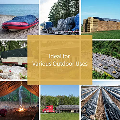 GUARD SHIELD Tarps Heavy Duty Waterproof 12x24 Feet Black Poly Tarp Cover Square Outdoor Thick UV Resistant Tarpaulin with Grommets 10mil - color: Black, size: 12x24
