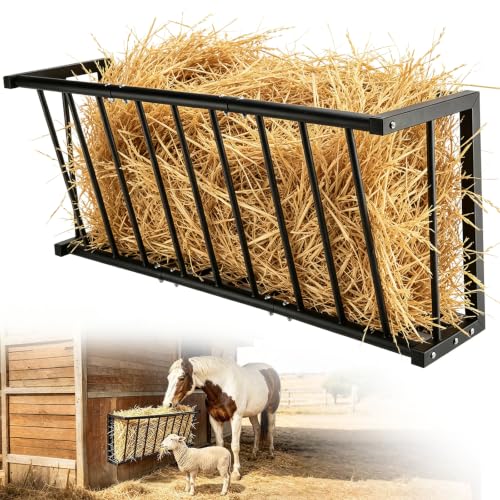 Hay Rack,37.6'' Long Wall Mounted Hay Feeder with 25 Gallon Large Capacity,Detachable Hay Holder for Horse Goats Sheep and Livestock - size: 25 Gallon