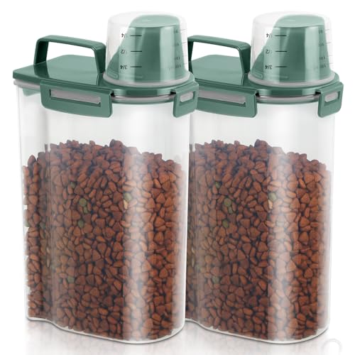 2 Pack 3 Lbs Pet Dog Cat Food Storage Containers for Travel - Pine Green - color: Pine Green-3L 2Pack