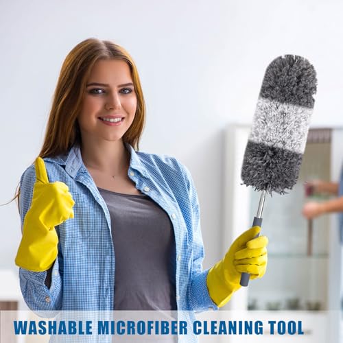 Tanlade 12 Pcs Microfiber Feather Dusters for Cleaning, Gray White - color: Gray White