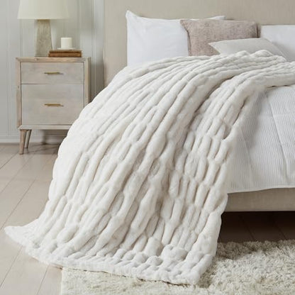 Springtree Home Luxury Micro Plush Throw Blanket | Thick Faux Fur | White | Lily Collection | 50" x 60" | White Blanket | Ultra Plush - color: White Cloud, size: 50" x 60" (Medium)