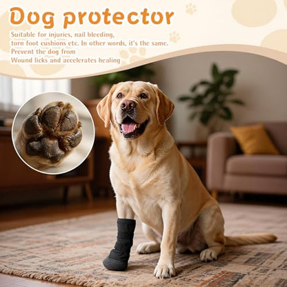 Dog Paw Wound Recovery Boot, Breathable Dog Bootie for Injured Paw, Anti-Slip Dog Shoe with Self-Adhesive Strap, Protector for Outdoor Walking & Keep Dogs from Licking Wounds (S) - size: S