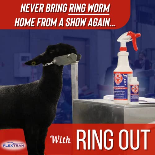 Show Pro Blue Nylon Sheep Blanket with Mesh Butt for Show Sheep & Lamb - Livestock Supplies for Sheep Cover. Free Ring Out Concentrate for Proven Ringworm Prevention Included (Medium) - size: Medium