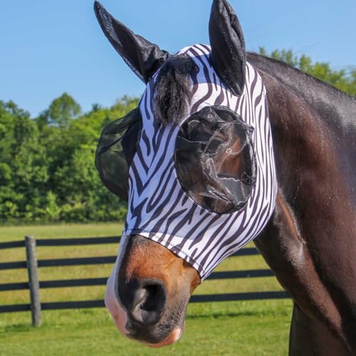Country Pride Lycra Zebra Fly Mask for Horses, Large - size: Large Horse